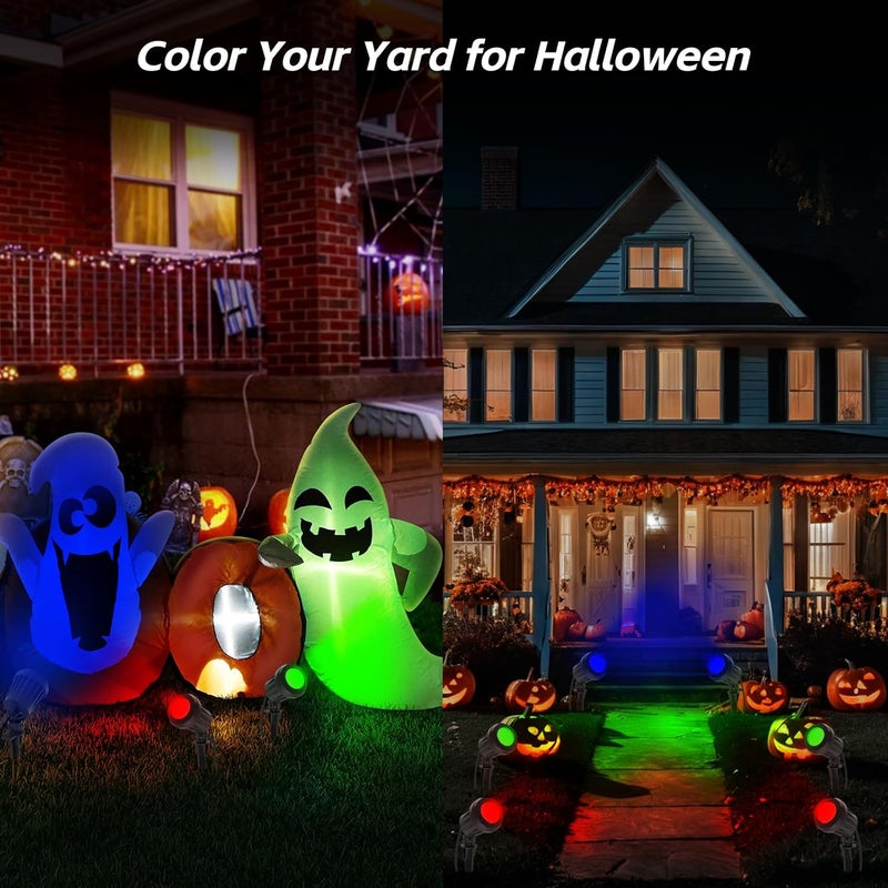 Holeva Spotlight Outdoor – 120V Plug-In, 6500K Cool White LED Landscape Lighting with RGB Purple 4 Color Lenses for Yard, Garden, Lawn & Tree Decor on Holidays&Everyday, IP67 Waterproof (2 Pack,Black) - Image 5